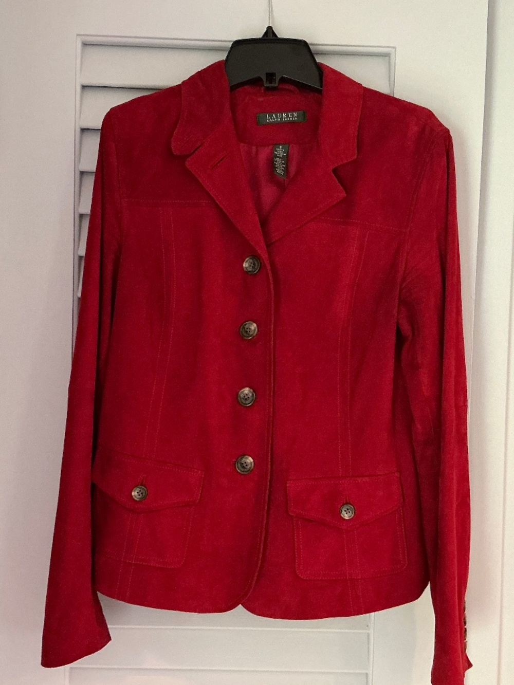 Ralph Lauren Lamb Suede Blazer size 6 in Crimson Red